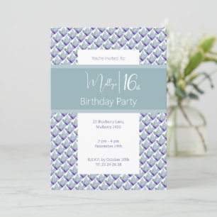 Invitation Fête d'anniversaire de 16 ans Teal Purple Hue Magn
