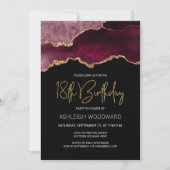 Invitation Fête d'anniversaire de 18 ans Agate Geode Bourgogn (Devant)