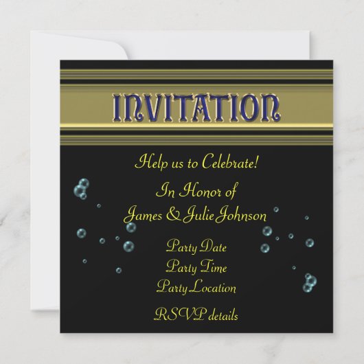 Invitation Fête d'anniversaire de 19 ans Black and Gold (Dos)