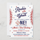 Invitation Fête d'anniversaire de 1 an de baseball Recrue de  (Devant)