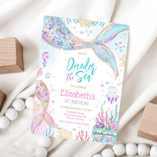 Invitation Fête d'anniversaire de 1 an de la fille sirène sou