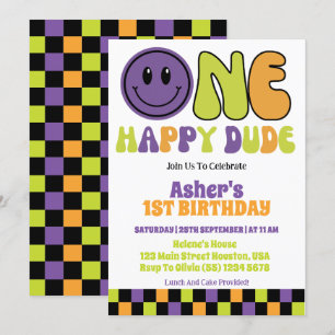 Invitation Fête d'anniversaire de 1 an de One Happy Dude Boy