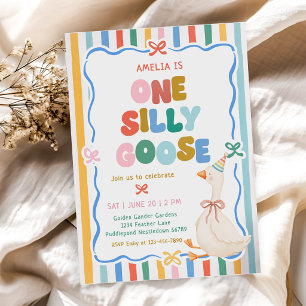 Invitation Fête d'anniversaire de 1 an de One Silly Goose