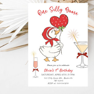 Invitation Fête d'anniversaire de 1 an de One Silly Goose