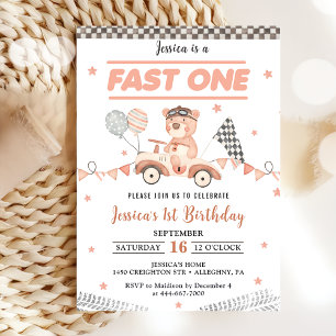 Invitation Fête d'anniversaire de 1 an de voiture de course F