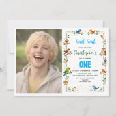 Invitation Fête d'anniversaire de 1 an des oiseaux mignons – (Devant)