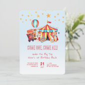 Invitation Fête d'anniversaire de 1 an du garçon du cirque Ca (Debout devant)