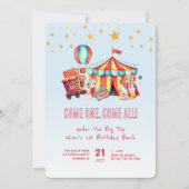 Invitation Fête d'anniversaire de 1 an du garçon du cirque Ca (Devant)
