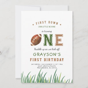 Invitation Fête d'anniversaire de 1 an Huddle Up Football