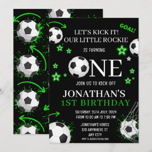 Invitation Fête d'anniversaire de 1 an pour enfants de footba