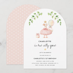 Invitation Fête d'anniversaire de 1 an pour filles Une Oie Id