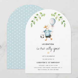Invitation Fête d'anniversaire de 1 an pour garçons une oie i
