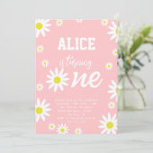 Invitation Fête d'anniversaire de 1 an sur le thème Fleur Bla (Debout devant)