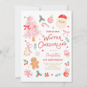 Invitation Fête d'anniversaire de 1 an Winter Onederland Noël