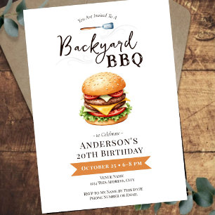 Invitation Fête d'anniversaire de 20 ans BBQ dans le jardin