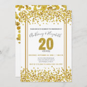 Invitation Fête d'anniversaire de 20 ans de style paillettes (Devant / Derrière)