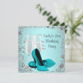 Invitation Fête d'anniversaire de 21 ans Cocktails Talons Tea (Debout devant)