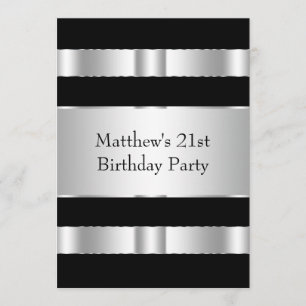 Invitation Fête d'anniversaire de 21 ans pour homme noir et a