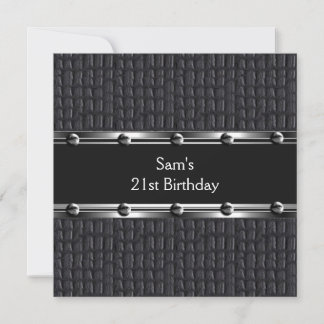 Invitation Fête d'anniversaire de 21 ans pour hommes en cuir 