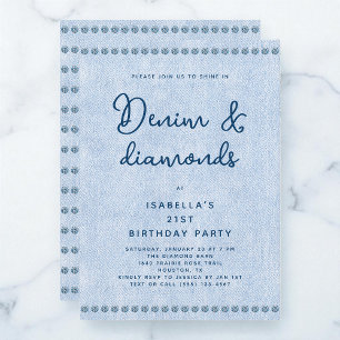 Invitation Fête d'anniversaire de 21 ans Western Denim and Di