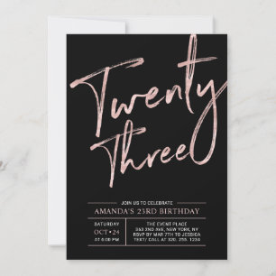 Invitation Fête d'anniversaire de 23 ans au style Modern Brus