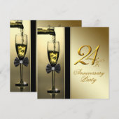 Invitation Fête d'anniversaire de 24 ans Élégant Champagne Do (Devant / Derrière)