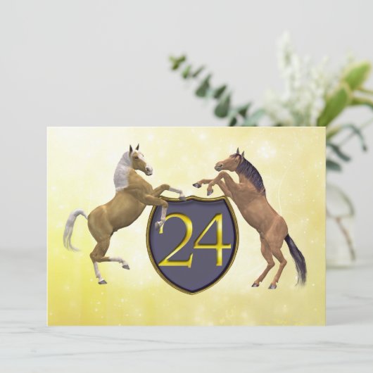Invitation fête d'anniversaire de 24 ans élevant des chevaux (Debout devant)