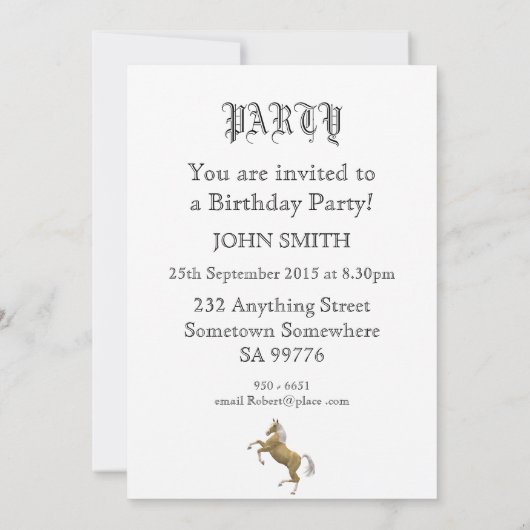 Invitation fête d'anniversaire de 24 ans élevant des chevaux (Dos)