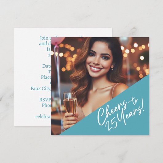 Invitation Fête d'anniversaire de 25 ans (Devant / Derrière)