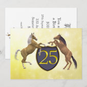 Invitation fête d'anniversaire de 25 ans élevant des chevaux (Devant / Derrière)