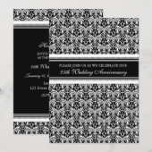 Invitation Fête d'anniversaire de 25 ans en Damassé Noir et B (Devant / Derrière)