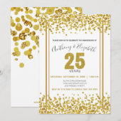 Invitation Fête d'anniversaire de 25 ans style paillettes de  (Devant / Derrière)