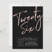 Invitation Fête d'anniversaire de 26 ans au Modern Brush Scri (Devant)
