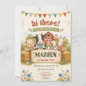Invitation Fête d'anniversaire de 2 ans à la ferme rustique p (Devant)