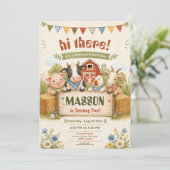 Invitation Fête d'anniversaire de 2 ans à la ferme rustique p (Debout devant)