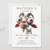 Invitation Fête d'anniversaire de 2 ans avec des chèvres mign (Devant)