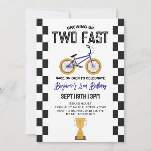 Invitation Fête d'anniversaire de 2 ans avec un vélo BMX bleu