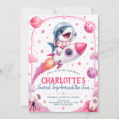 Invitation Fête d'anniversaire de 2 ans Cute Pink Outer Space (Devant)