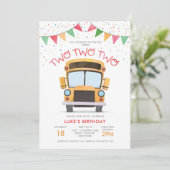 Invitation Fête d'anniversaire de 2 ans dans un bus (Debout devant)