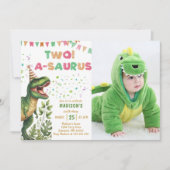 Invitation Fête d'anniversaire de 2 ans de dinosaure Two-A-Sa (Devant)