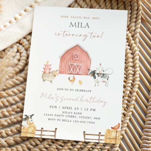 Invitation Fête d'anniversaire de 2 ans de fille dans une gra
