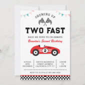 Invitation Fête d'anniversaire de 2 ans de voiture de course  (Devant)