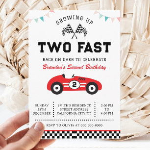 Invitation Fête d'anniversaire de 2 ans de voiture de course 