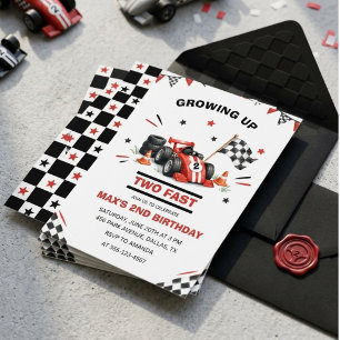 Invitation Fête d'anniversaire de 2 ans de voiture de course