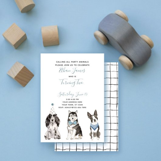 Invitation Fête d'anniversaire de 2 ans pour garçon avec chie