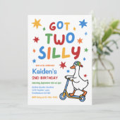 Invitation Fête d'anniversaire de 2 ans pour garçon Two Silly (Debout devant)