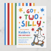 Invitation Fête d'anniversaire de 2 ans pour garçon Two Silly (Devant / Derrière)
