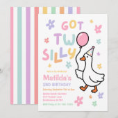 Invitation Fête d'anniversaire de 2 ans pour une fille Two Si (Devant / Derrière)