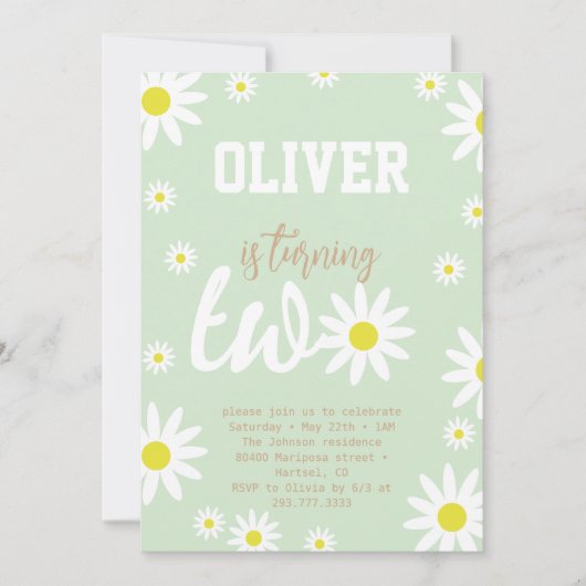 Invitation Fête d'anniversaire de 2 ans sur le thème de la ma (Devant)