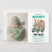 Invitation Fête d'anniversaire de 2 ans sur le thème des anim (Devant)